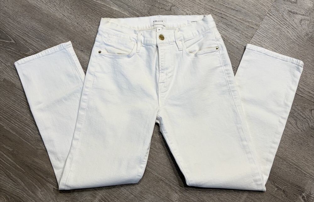 FRAME Le High Ankle Straight Leg Jeans - Blanc